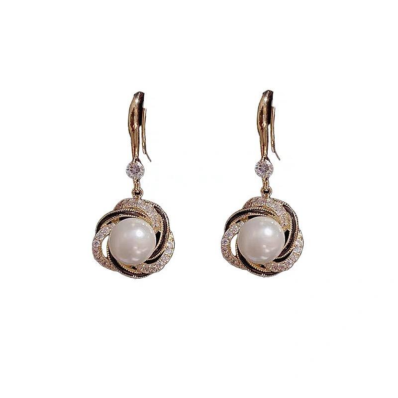 Japanese and Korean Trend Micro-inlaid Winding Ear Hook Unique Temperament Ear Buckle Literary and Retro Personalized Earrings