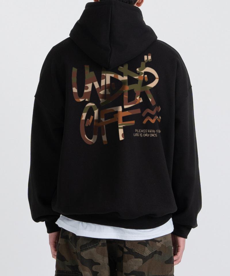Under Off Oversized Sweat Hoodie Graffiti Back Logo Camo Camo/S