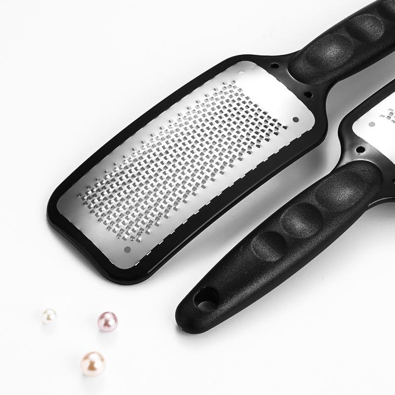 Stainless Steel Foot File & Massage Tool with Long Handle and Pumice Stone