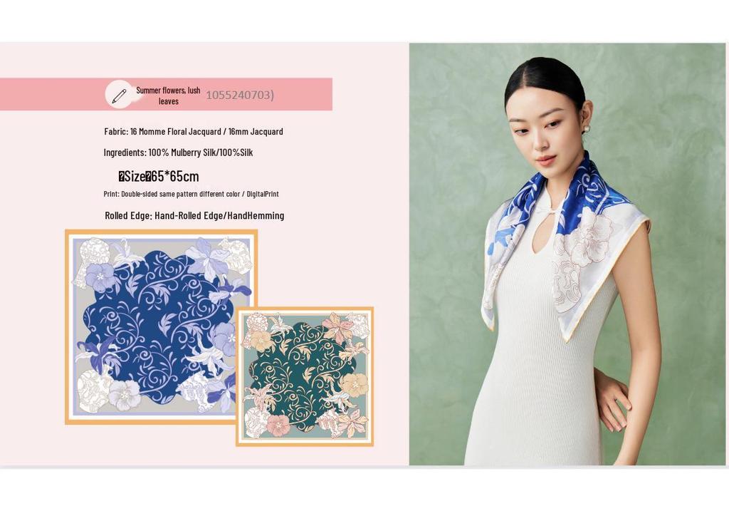 Custom Double-Sided Floral Rose Silk Scarf - 18 Momme Mulberry Silk, Luxury Festival Gift