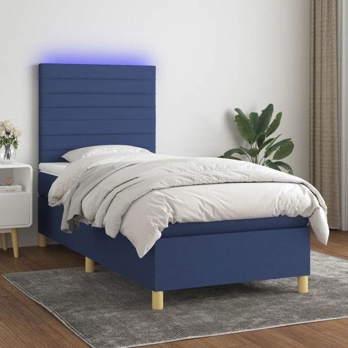 VidaXL Sommier à Lattes de Lit avec Matelas et LED, Lit Rembourré, Lit Simple, Lit Adulte de Chambre à Coucher Intérieur, 3135491