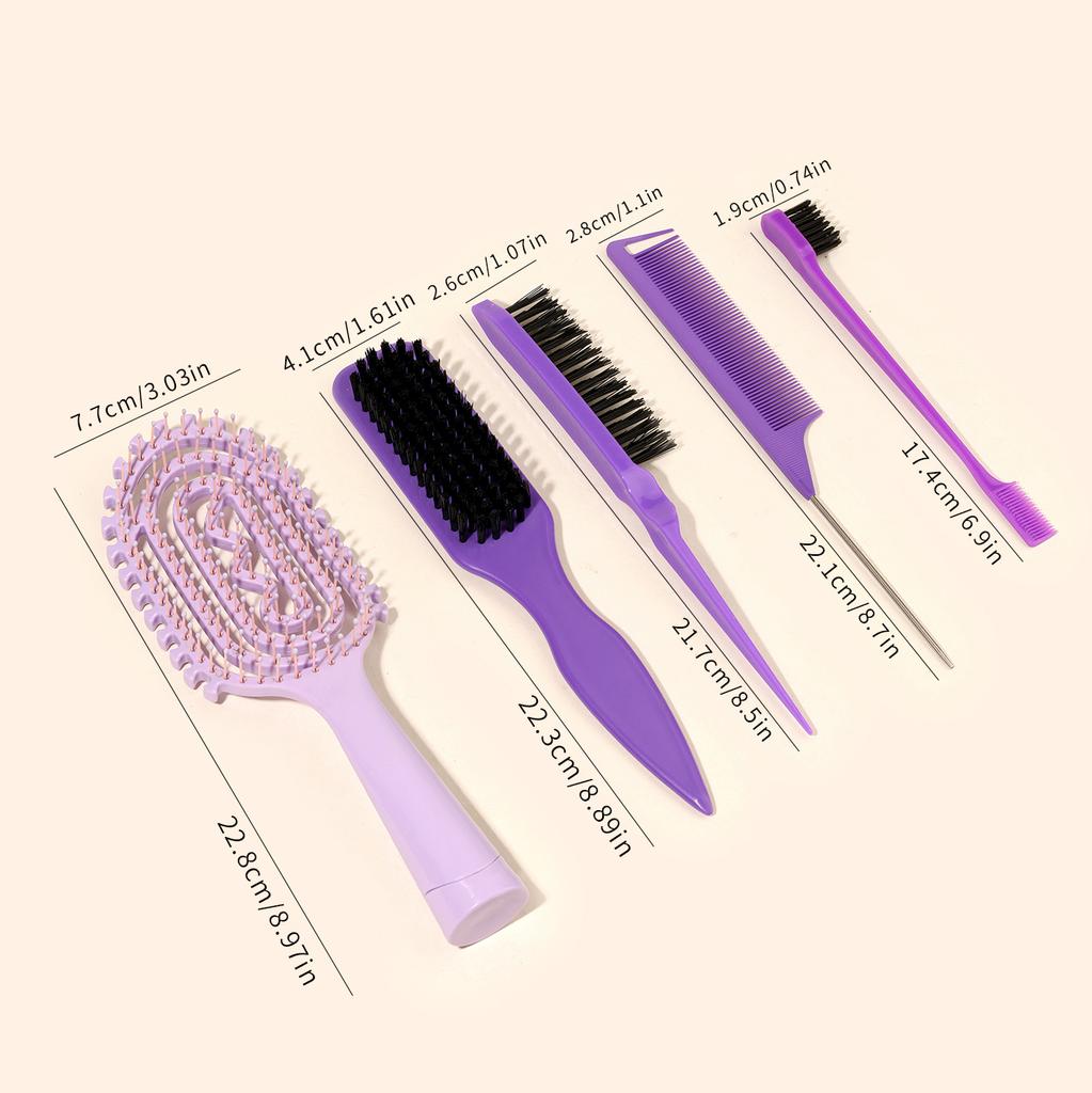 5pcs Hair Comb Set, Hair Removal and Styling, Easy To Comb, Suitable for Both Dry and Wet Hairstyles,suitable for All Hairstyles