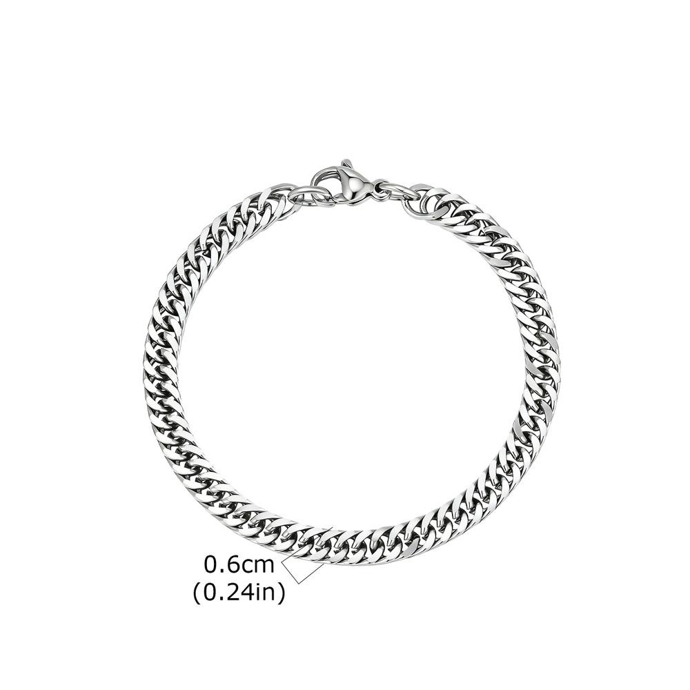 Vnox Men s Stainless Steel Double Woven Chain Bracelet, 6mm Cuban Link Wristband 19/21/23cm Gray Silver Gold Color Jewelry Gift 23cm