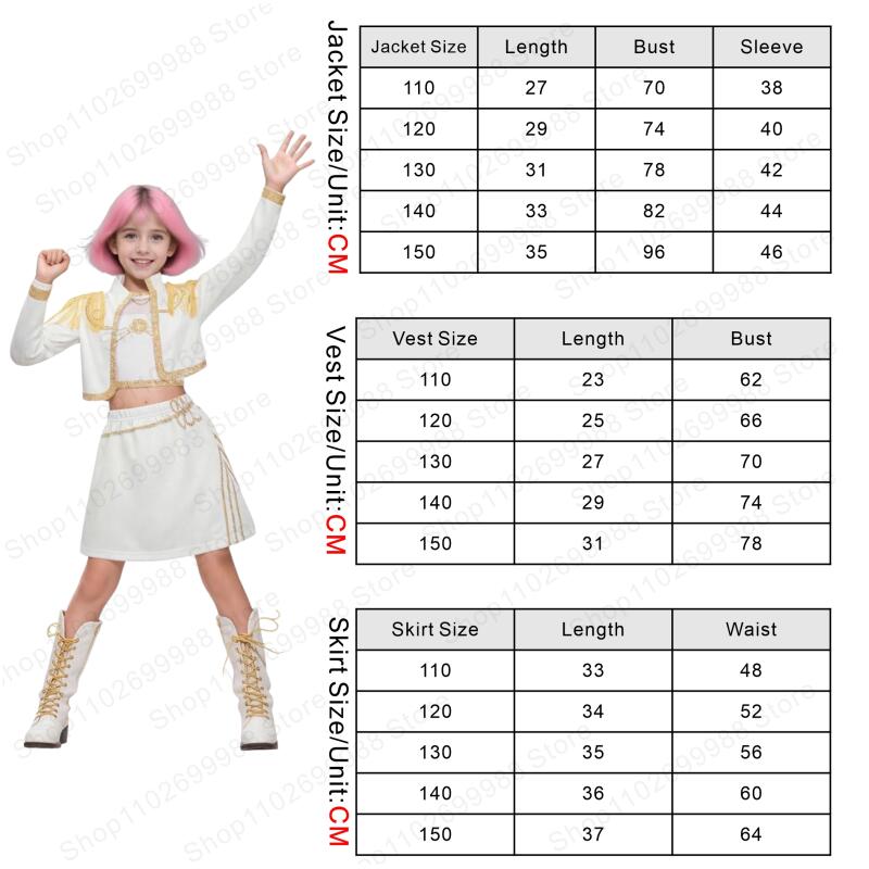 2025 New Movie Kpop Demon Mira Cosplay Costume for Girls Halloween Carnival Mira Hunter White Jacket Vest and Skirt Uniform Suit