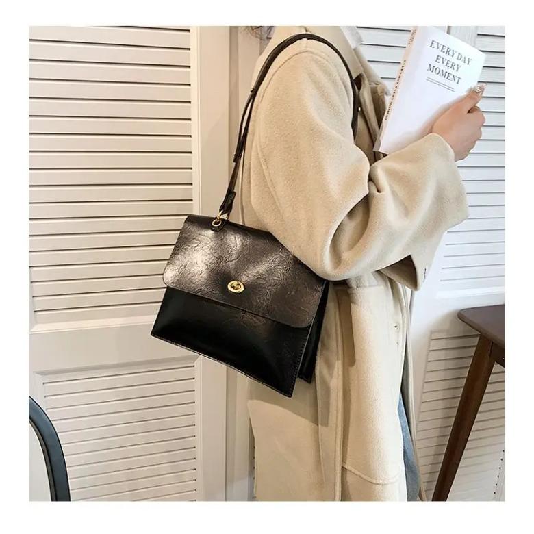 Винтажная кофейная сумка через плечо для женщин в стиле преппи — фото 6