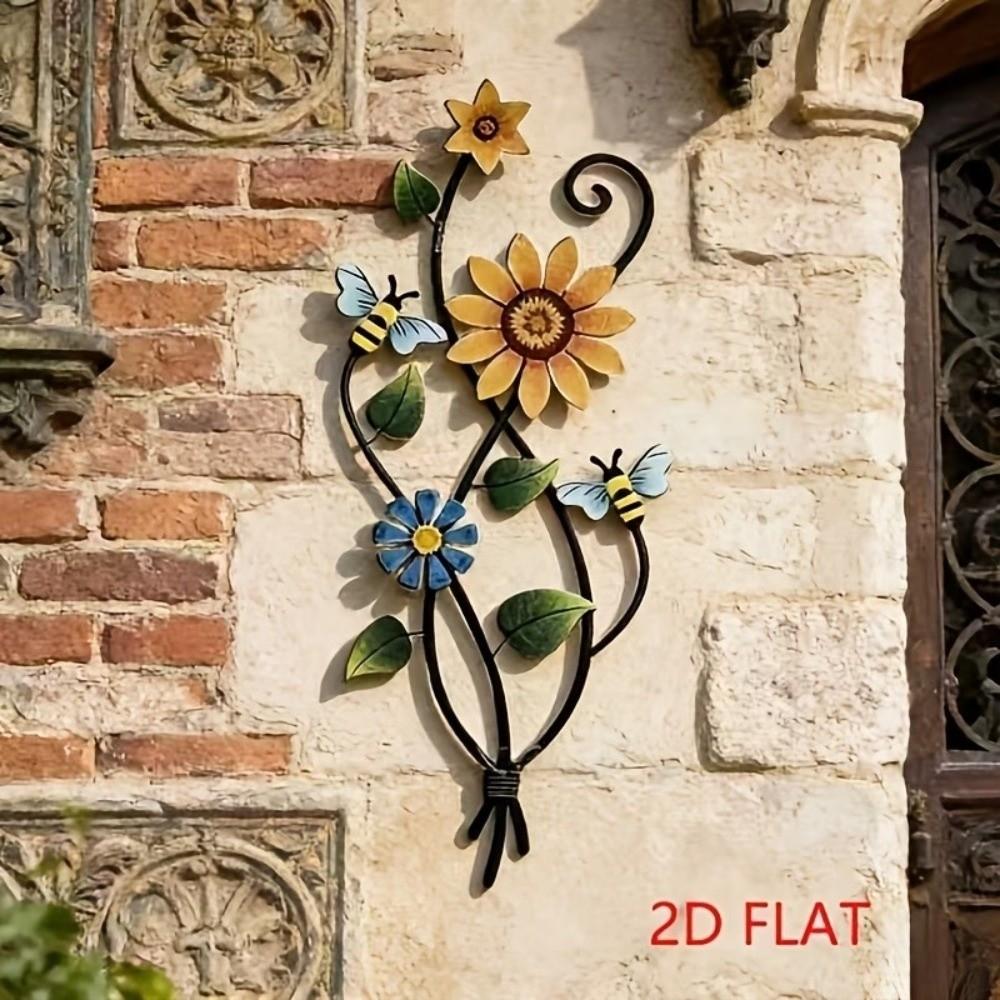 2D Wall Decoration Plate Sweet Flower Garden Decoration Retro Bee Flower Wall Decoration  Home