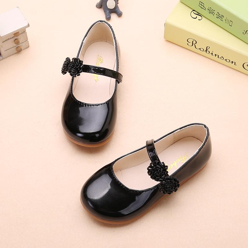 Jgshowkito Autumn Girls Shoes Princess Kids Flat Shoes Pu Leather Children Casual Shoes With Flowers Party Show Shoes For Girls 28