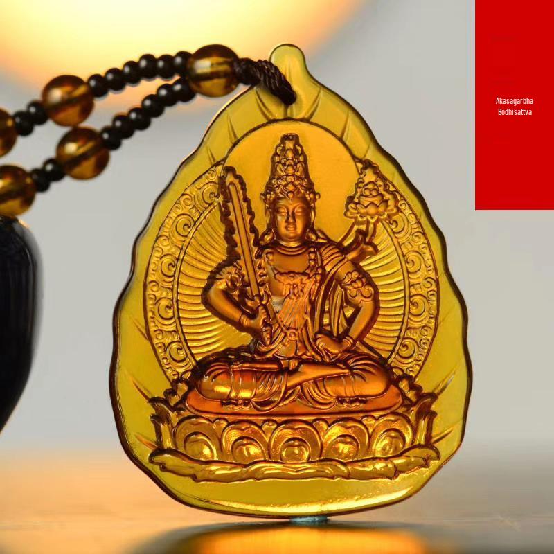 Glazed Pendant: Eight Guardian Deities, Zodiac Birth Buddha, Thousand-Hand Guanyin, Manjushri Bodhisattva Necklace