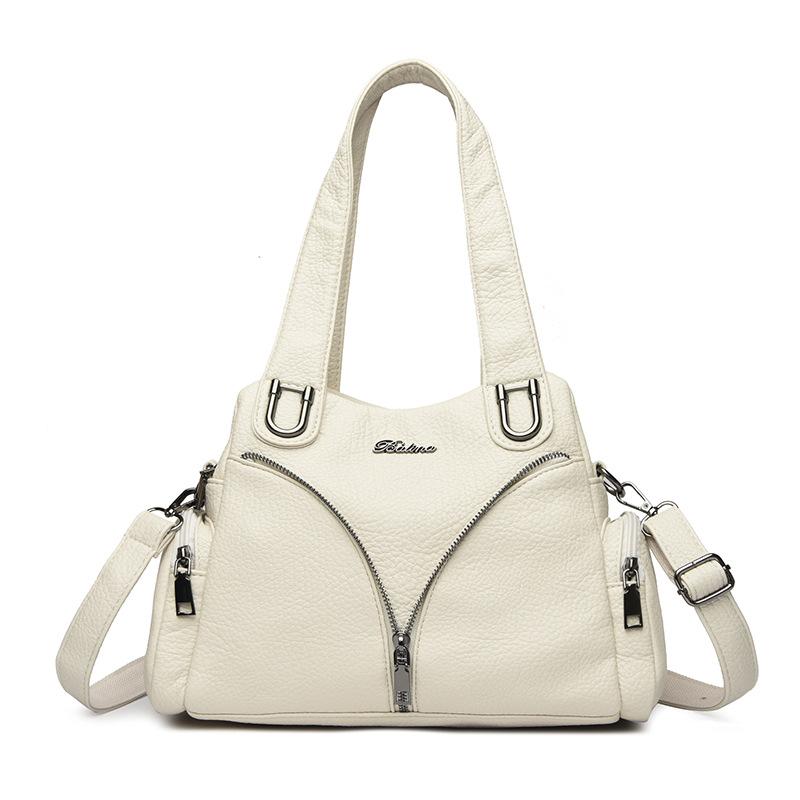 

Эта сумка в стиле ретро из мягкой кожи — популярная, простая и повседневная одноплечевая сумка для женщин. бежевый