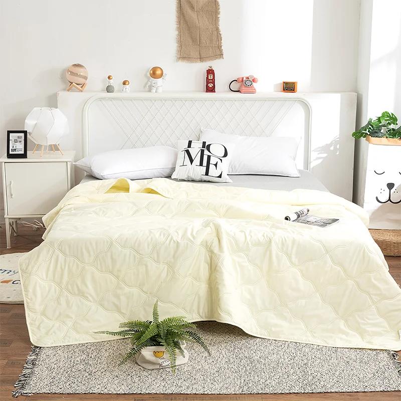 Factory Price Silk Blanket Silky Cooling Thin Quilt Summer Blanket Can  Machine-wash Single/Queen/King Size