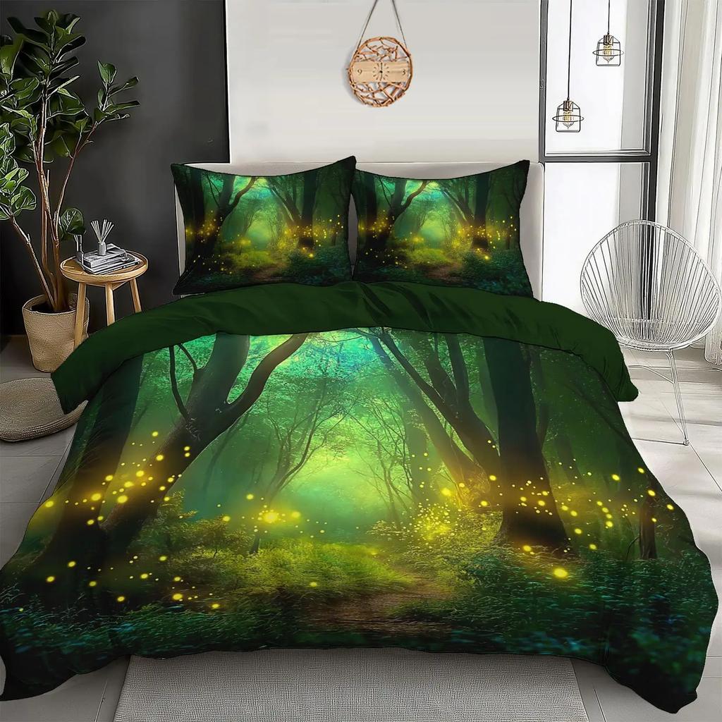 Fantasy Forest Wonderland 3D Printed Bedding Set Cozy Duvet Cover King Queen Twin Size Birthday Gift Boy Girl Kid Bedroom Decor