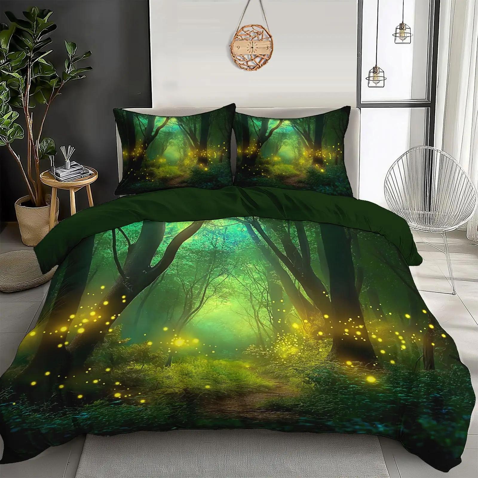 

Fantasy Forest Wonderland 3D Printed Bedding Set Cozy Duvet Cover King Queen Twin Size Birthday Gift Boy Girl Kid Bedroom Decor EU Single 135x200cm