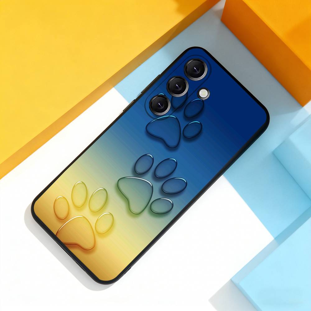 

Dog Footprints Puppy Paw For Samsung Galaxy A 73,72,51,53,52,71,22,5G,Note,J7,8,9 Soft Black Cover Phone Case Samsung a50 30s 50s