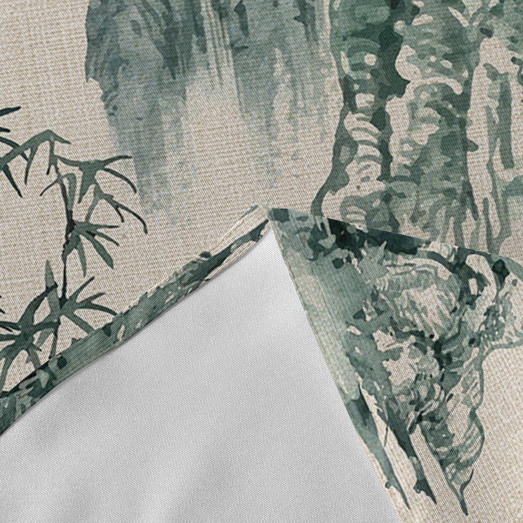 Chinese Painting Landscape Bamboo Boat Round Table Cloth Festival Dining Waterproof Tablecloth Table Cover For Wedding Decor