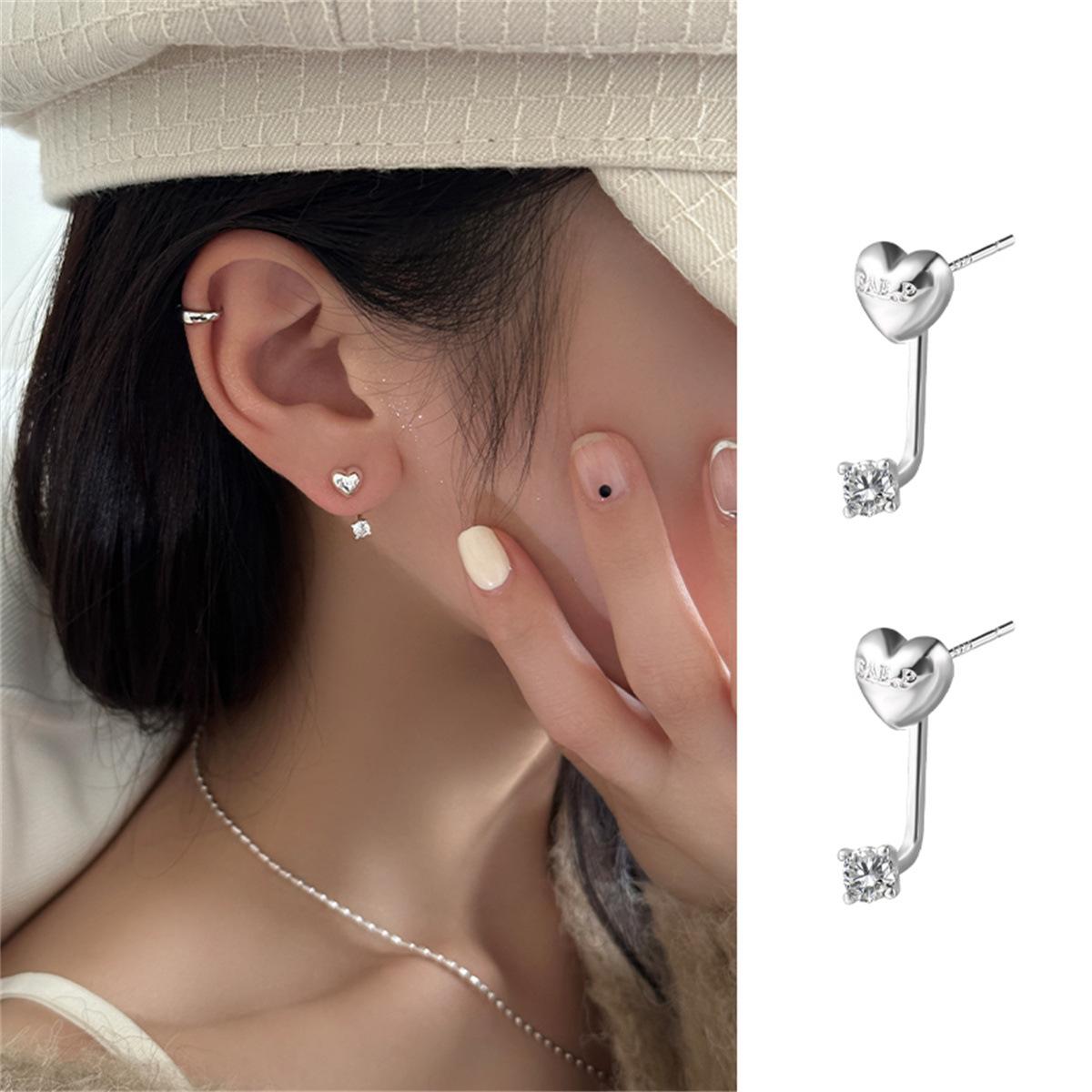 

Легкие роскошные изысканные серьги-гвоздики с подвеской сзади, женские нишевые дизайнерские серьги с высоким чувством из серебра и циркония, новая мода 925 silver needle