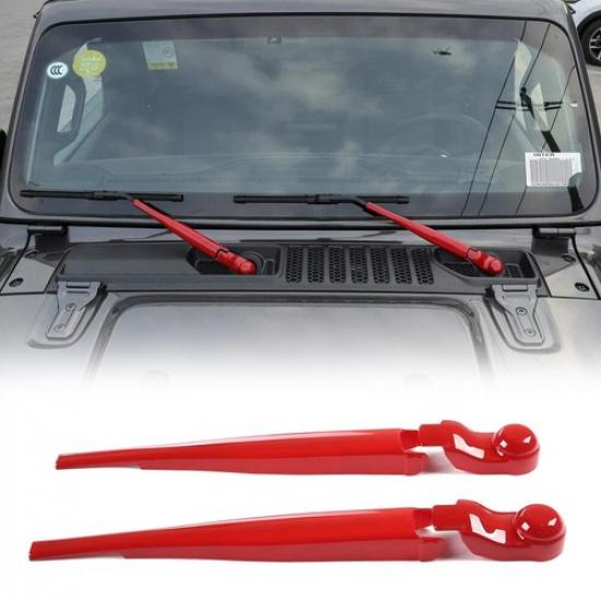 2X Red Front Window Windshield Wiper Decor Cover Trim for Jeep Wrangler JL 2018+