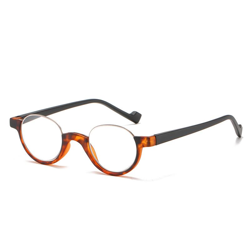 Fashion Half-Frame Reading Glasses Women'S Anti-Blue Reading Glasses Round Reading Glasses