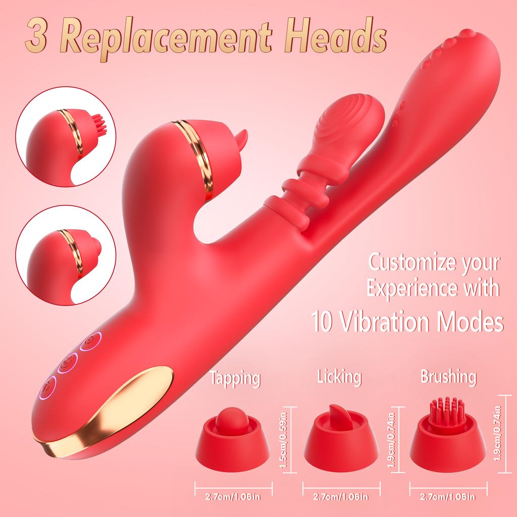 5 IN 1 Tapping Thrusting Dildo Vibrator for Women G Spot Vibrator Clitoris Clit Stimulator Female Masturbator Adult Sex Toys