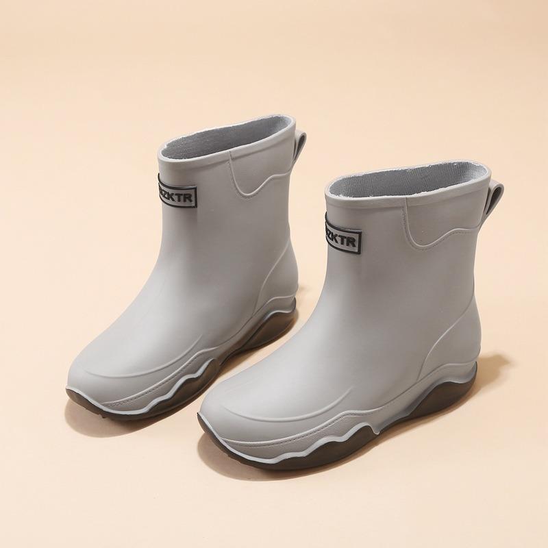 

Резиновые ботинки средней длины для мужчин и женщин, износостойкие, нескользящие, водонепроницаемые, на толстой подошве, бархатные ботинки-полусапожки для женщин 45 серый