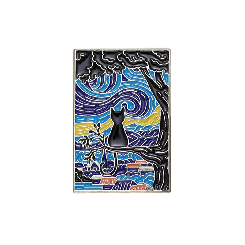 Alloy Stylishly Unique Brooch With Playful Cartoon Characters And Starry Sky Theme