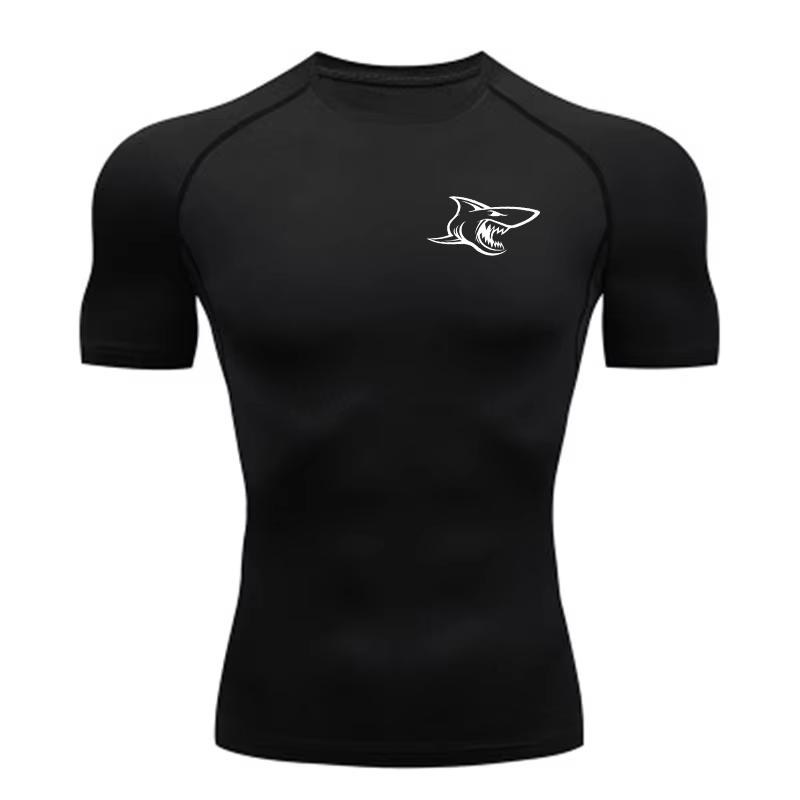 Men s Shark Print Compression Shirt Quick Dry Breathable Outdoor Workout Training Jogging S