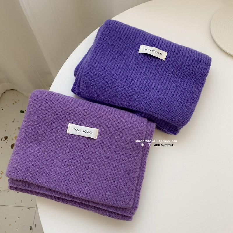 Solid Color Scarf Knitted Scarf for Women Korean Winter New Couple's Men's and Women's Style