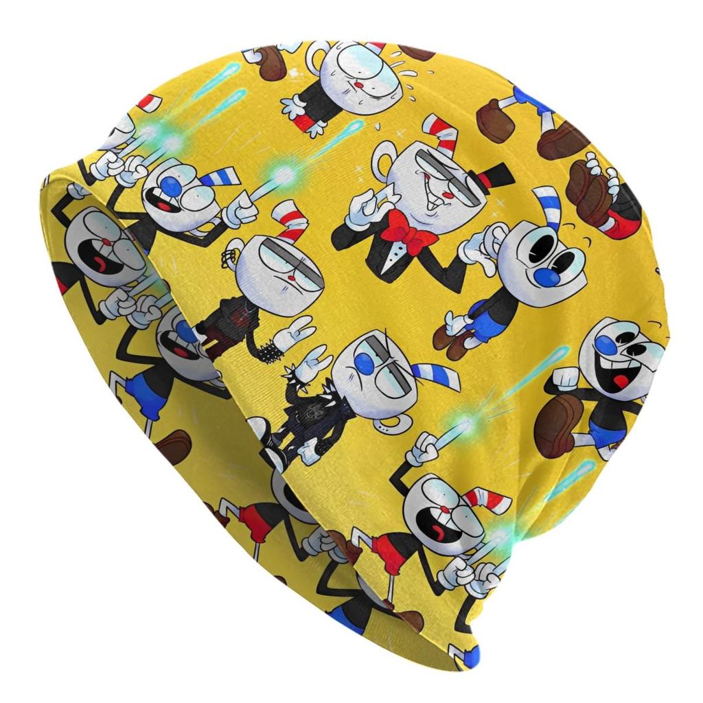 Great Retro Game Battle Cuphead Skullies Beanies Hats Spring Unisex Outdoor Caps Warm Multifunction Bonnet Hats