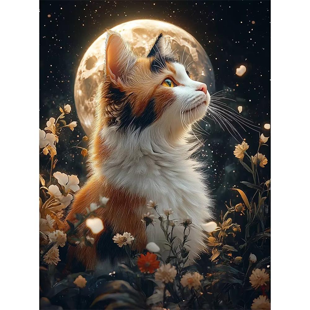 New Arrivals Diamond Embroidery Animal Kit Diy Drill Painting Cat Full Mosaic Moon Home Decor Art Handmade Gift