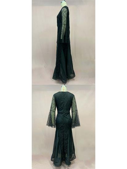 Elegant Black Fishtail Lace Evening Gown for Women