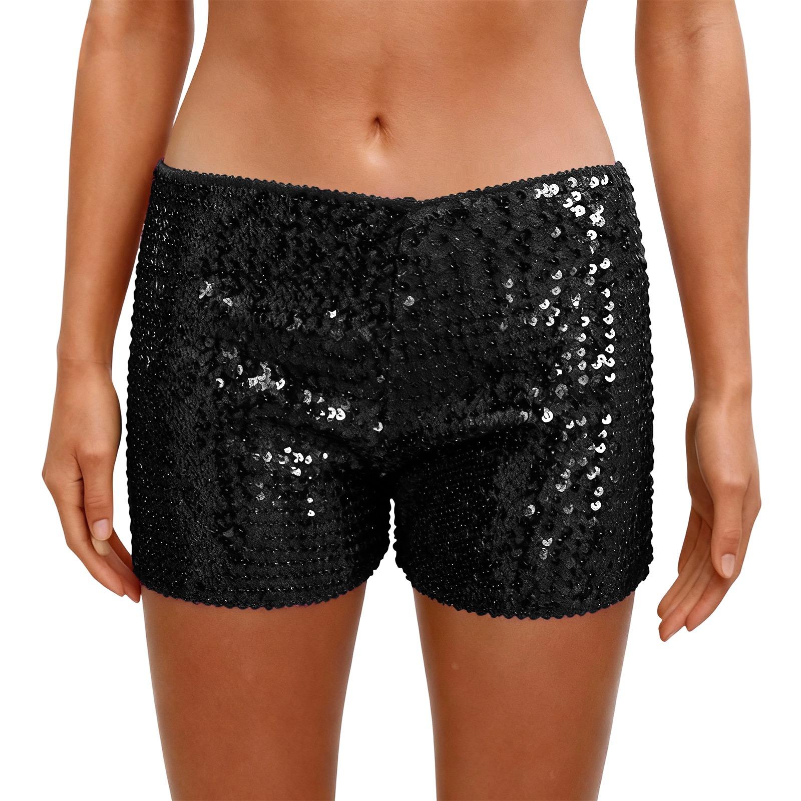

Women s Fashion Sequin Slim-Fit Low-Waist Versatile Hot Pants S чёрный