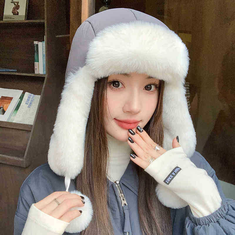 Hat men's and women's winter velvet thickened ear protection hat cycling outdoor skiing ins warm and cold cotton hat