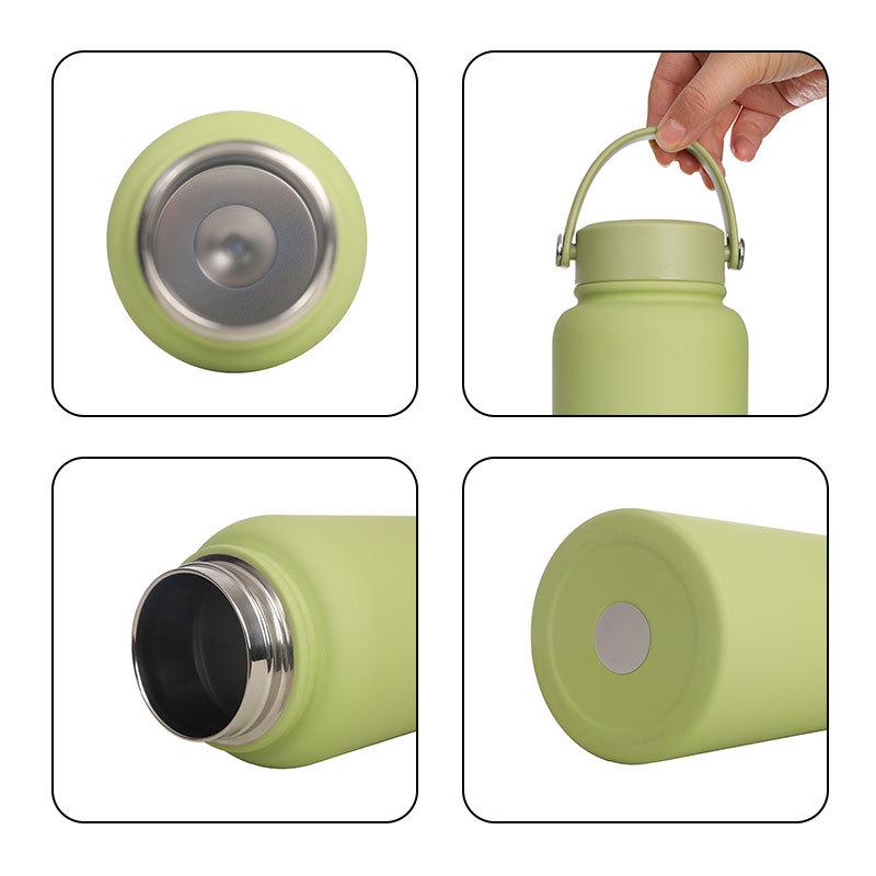1L Large Capacity Wide Mouth Rubber Paint Thermos Cup - Easy To Clean, American Style, Fashionable Student Water Bottle