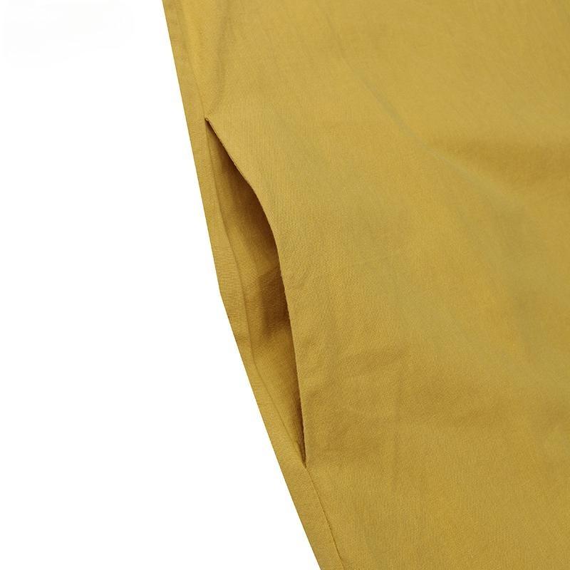 Dámské volány Lem Ležérní Volné bavlněné šaty s krátkým rukávem a výstřihem do O