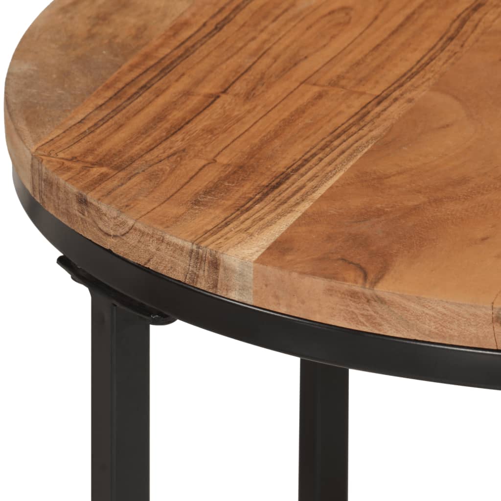 Nesting Tables Set of 3 Solid Acacia Wood and Iron