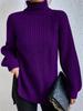 2026 Autumn/Winter Women's Knitted Mid-Length Raglan Sleeve High Turtleneck Slit Sweater Dress