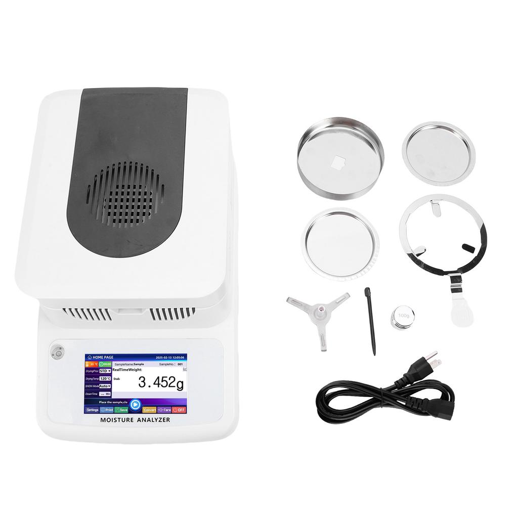 120g Halogen Water Analyzer 0.005g Accuracy 5 Inch Touch Screen Water Content Tester with Halogen Heating RS232