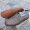 Old Beijing men's fashion breathable linen shoes beef tendon sole one pedal middle-aged and elderly father shoes lazy Doudou shoes