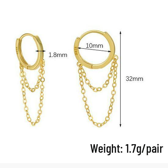 S925 Sterling Silver Chic Chain Earrings: Elegant & Minimalist Design, Comfortable All-Day Wear, Trendy Ear Accessories.