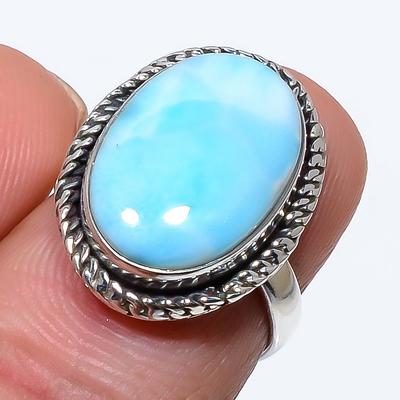 Natural Republic Larimar Gemstone 925 Solid Sterling Silver Gift Ring S.6 G7P50