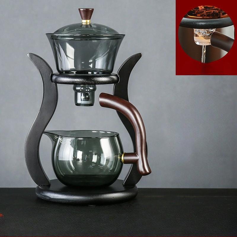 Semi Automatic Tea Set, Glass Lazy Kung Fu Tea Cup Set, Living Room Tea Making Artifact, Household Magnetic Suction Tea Pot, Chinese Style