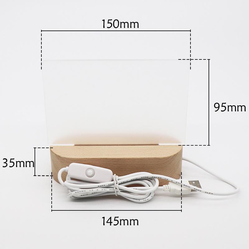 3D High-Transparency Atmosphere Night Light In Beech Wood with Uncarved Acrylic Board