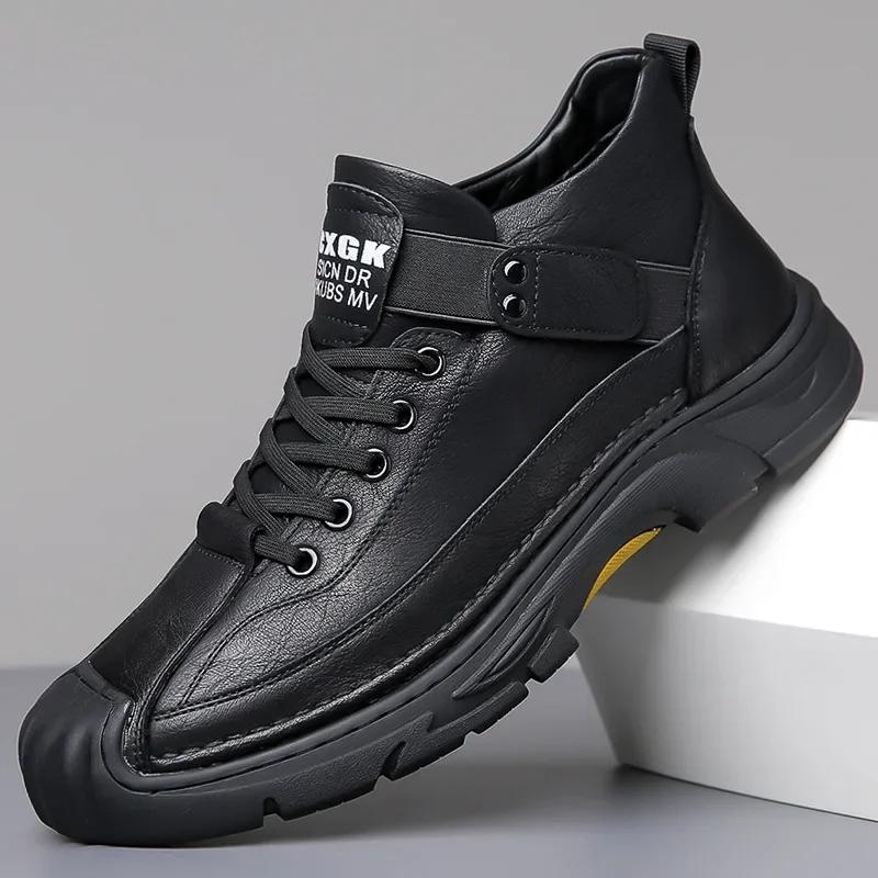 fashion Boots Elegant Men's Warm Cotton Boots Luxury Brand Handmade High Quality Winter Plush Warm Shoes Casual Ankle Business