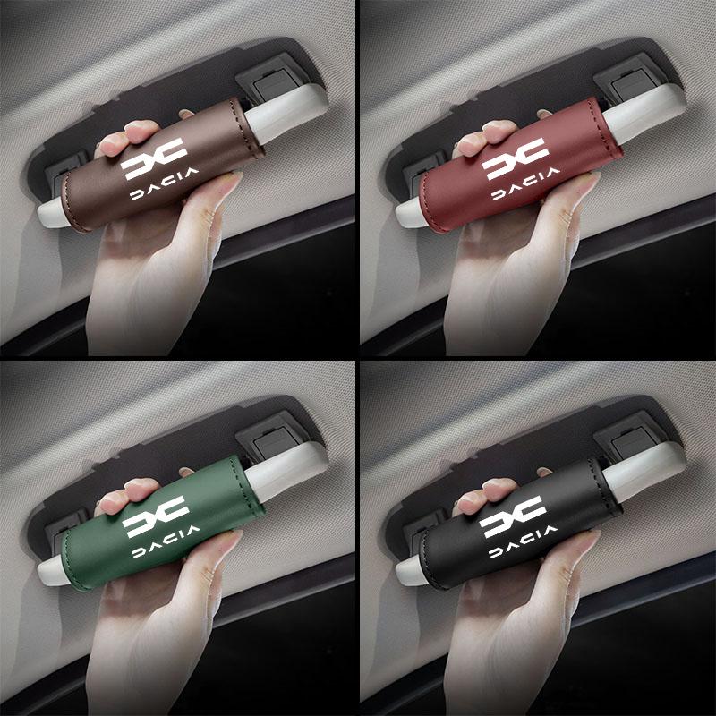 Leather Car Roof Armrest Pull Cover Handle Protector For Dacia Logan Sandero Duster Lodgy Spring Jogger Dokker Stepway Bigster