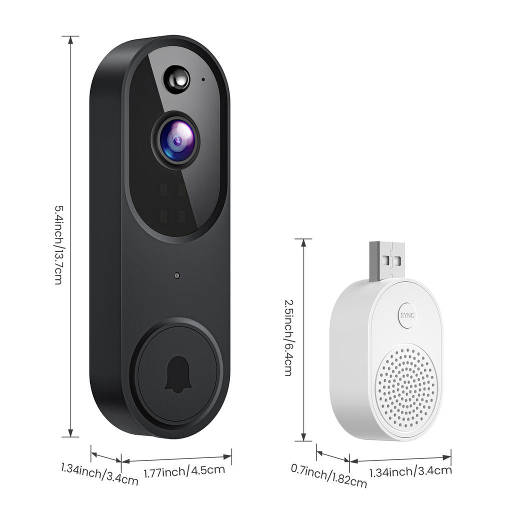 Wireless Video Doorbell Camera with Two-way Audio, Monitoring, Wi-Fi Connectivity, High-definition Night Vision, and Smart Features.