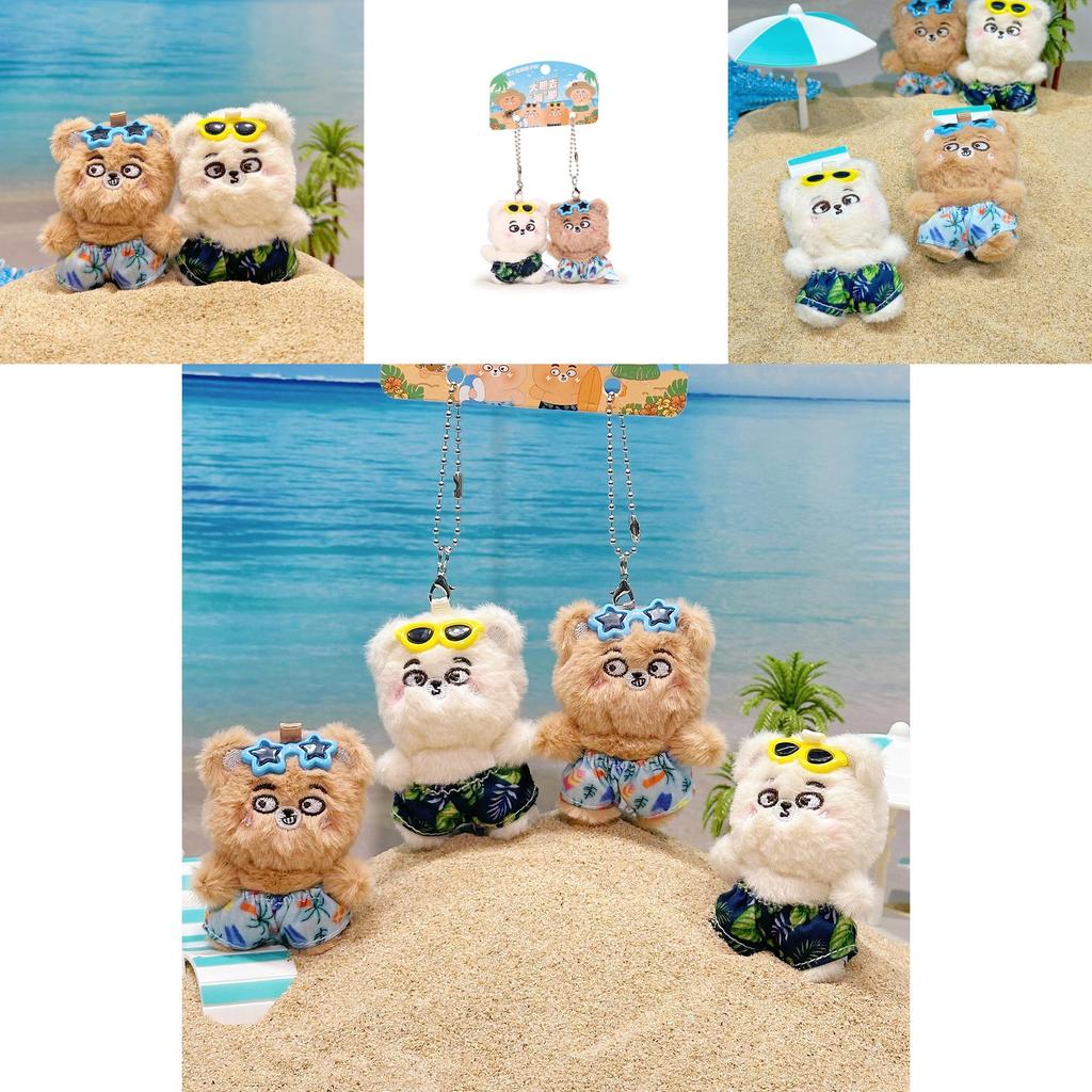 Bear Go Sea Plush Keychain Pair With Beach Pants Design For Students And Gift Giving