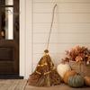 Rustic Farmhouse Fall Decorations 5.5 Ft Giant Light-up Witch Broom, Vintage Twig Broom with String Light, Charming Themed Party Supplies Decoration