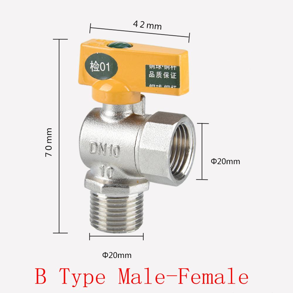 

1 шт. 1/2 BSP чоловічий жіночий трикутний кутовий клапан високої витрати природного газу LPG водонагрівач 1.6Mpa -20C до 100C градусів C Type Male-Male&G