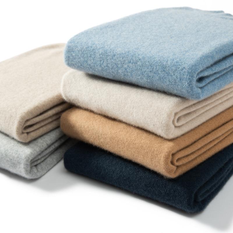 New cashmere sweater semi-turtleneck solid color sweater with wool backing knitted sweater