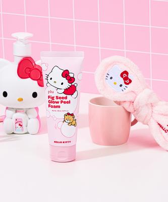 Plu Sanrio Hello Kitty Schwein Samen Glow Peeling Schaum 150ml + Gesichtsreinigungsgurt