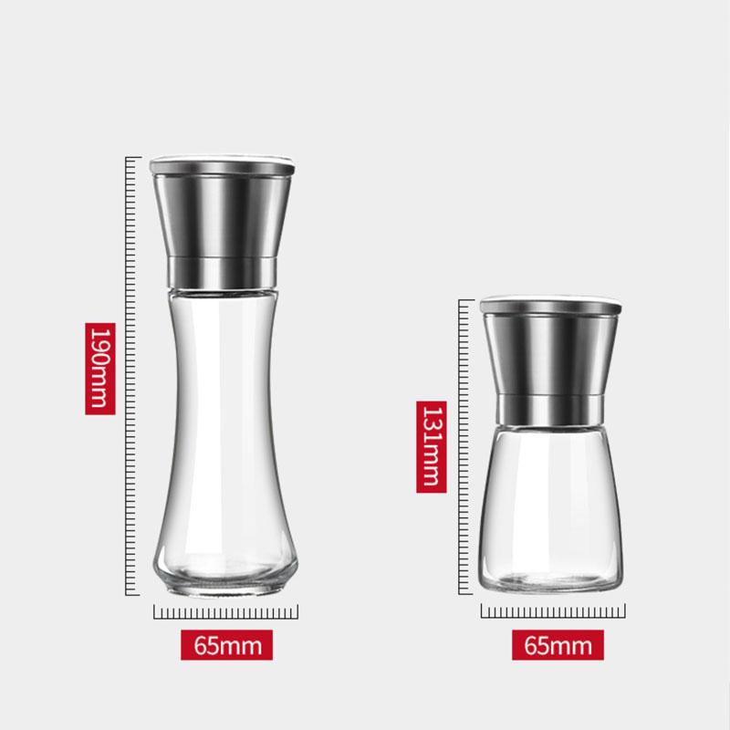 Stainless Steel Salt Pepper Grinder with Lid Ceramic Blades Glass Body Spice Salt Shaker Adjustable Coarseness Pepper Salt Mill